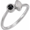 Black Black Onyx Ring in 14 Karat White Gold Fire Opal and Onyx Ring