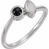 Black Black Onyx Ring in Platinum Fire Opal and Onyx Ring
