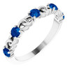 Lab Blue Sapphire Ring Platinum Sapphire Stackable Link Ring