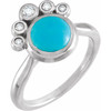 Turquoise Ring in Platinum bird Turquoise and .125 Carat Diamond Ring