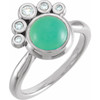 Chrysoprase Ring in Sterling Silver Chrysoprase and 0.15 Carat Diamond Ring