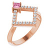 Pink Tourmaline in 14 Karat Rose Gold Pink Tourmaline and 0.20 Carat Diamond Geometric Ring