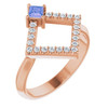 Tanzanite Ring in 14 Karat Rose Gold Tanzanite and 0.20 Carat Diamond Geometric Ring