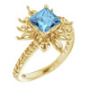 14 Karat Yellow Gold Aquamarine and 1 00.17 Carat Diamond Ring