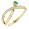 14 Karat Yellow Gold Emerald and 0.20 Carat Diamond Ring