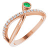 14 Karat Rose Gold Emerald and 0.20 Carat Diamond Ring