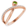 Peridot in 14 Karat Rose Gold Peridot and 0.20 Carat Diamond Ring