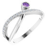 Sterling Silver Genuine AAA Amethyst and 0.20 Carat Diamond Ring
