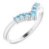 14 Karat White Gold Aquamarine Graduated V Ring