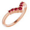 Natural Ruby in 14 Karat Rose Gold Graduated V Ring