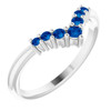 Real Sapphire set in Sterling Silver Graduated V Ring