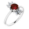 Sterling Silver Garnet and 0.25 Carat Diamond Ring