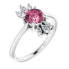 Pink Tourmaline in Sterling Silver Pink Tourmaline and 0.25 Carat Diamond Ring