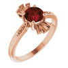 14 Karat Rose Gold Garnet and 00.17 Carat Diamond Ring