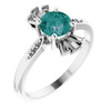 Color Change Created Lab Grown Alexandrite in Platinum Lab Alexandrite and 0.17 Carat Diamond Ring