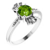 Peridot Gemstone Ring in Platinum Peridot and 00.17 Carat Diamond Ring