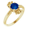 Lab Blue Sapphire Gem set it 14 Karat Yellow Gold Blue Sapphire and 0.17 Carat Diamond Ring