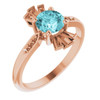 Natural Blue  Zircon Gemstone Ring in 14 Karat Rose Gold Natural Blue  Zircon and 0.17 Carat Diamond Ring