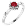 Ruby Ring in Sterling Silver Ruby and 0.16 Carat Diamond Ring