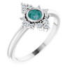 Lab Grown Alexandrite set in 14 Karat White Gold Lab Alexandrite and 0.20 Carat Diamond Ring