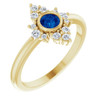 Lab Blue Sapphire set 14 Karat Yellow Gold Lab Created Sapphire and 0.20 Carat Diamond Ring