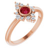 Created Ruby Gem in 14 Karat Rose Gold Ruby and 0.20 Carat Diamond Ring