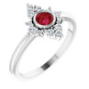 Ruby Ring in Sterling Silver Ruby and 0.20 Carat Diamond Ring