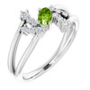 Peridot in 14 Karat White Gold Peridot and 0.15 Carat Diamond Bypass Ring