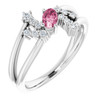 Pink Tourmaline in 14 Karat White Gold Pink Tourmaline and 0.15 Carat Diamond Bypass Ring