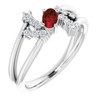 Platinum Mozambique Garnet and 0.15 Carat Diamond Bypass Ring