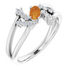 Sterling Silver Citrine and 0.15 Carat Diamond Bypass Ring