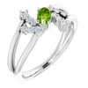 Natural Peridot Gemstone Ring in Sterling Silver Peridot and 0.15 Carat Diamond Bypass Ring