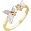 14 Karat Yellow Gold Australian Fire Opal and 0.10 Carat Diamond Negative Space Ring
