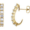 14 Karat Yellow Gold 0.40 Carat Diamond J Hoop Earrings