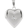 Buy 14 Karat White Gold 13.5x12.75mm .010 Carat Diamond Heart Locket