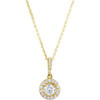 Diamond Necklace in 14 Karat Yellow Gold 0.50 Carat Diamond Halo Style 18 inch Necklace