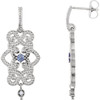 Buy Sterling Silver Tanzanite and .03 Carat Diamond Granulated Design Dangle Earrings