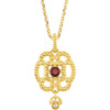 Shop 14 Karat Yellow Gold Mozambique Garnet and .015 Carat Diamond Granulated Design 18 inch Necklace