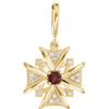 14 Karat Yellow Gold Mozambique Garnet and Diamond Charm