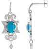 Genuine 14 Karat White Gold Turquoise and .03 Carat Diamond Earrings