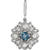 Genuine 14 Karat White Gold London Blue Topaz and Diamond Vintage-Style Charm