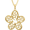14 Karat Yellow Gold 0.10 Carat Diamond Flower 18 inch Necklace