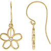 14 Karat Yellow Gold .06 Carat Diamond Flower Earrings