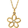 Shop 14 Karat Yellow Gold .03 Carat Diamond Flower 18 inch Necklace