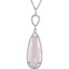 Buy Sterling Silver Rose Quartz and 0.40 Carat Diamond Halo Style 18 inch Necklace