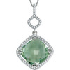 Sterling Silver Green Quartz and 0.33 Carat Diamond 18 inch Necklace