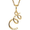 14 Karat Yellow Gold .03 Carat Diamond Letter E 18 inch Necklace