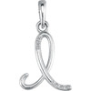 14 Karat White Gold .03 Carat Diamond Letter I 18 inch Necklace