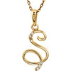 14 Karat Yellow Gold .03 Carat Diamond Letter S 18 inch Necklace