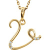 Buy 14 Karat Yellow Gold .03 Carat Diamond Letter V 18 inch Necklace